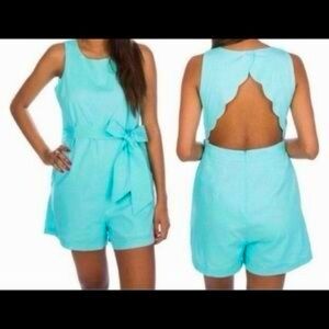 NWOT Seafoam mint green open back Authentic Lauren James Sullivan bow romper
